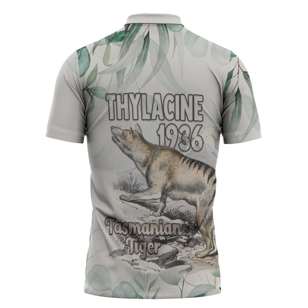 Australia Tasmanian Tiger Zipper Polo Shirt Memorial 1936 Thylacine - Aussie Hoodie
