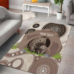 Personalised Australia Wombat Area Rug Welcome To Our Home Aboriginal Art - Aussie Hoodie