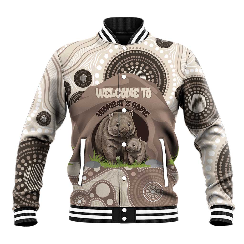 Personalised Australia Wombat Baseball Jacket Welcome To Our Home Aboriginal Art - Aussie Hoodie