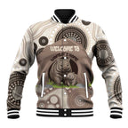 Personalised Australia Wombat Baseball Jacket Welcome To Our Home Aboriginal Art - Aussie Hoodie