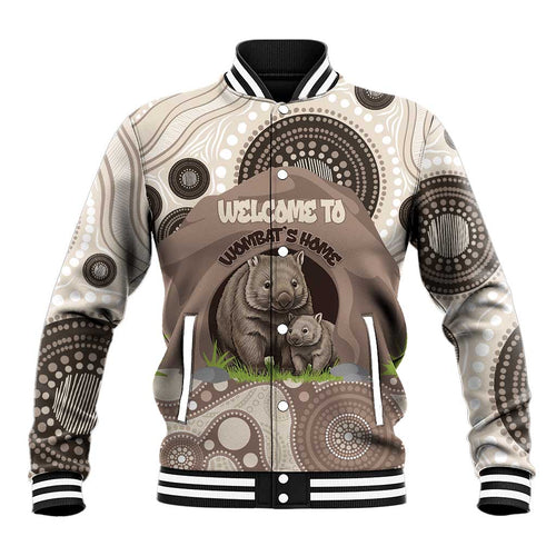 Personalised Australia Wombat Baseball Jacket Welcome To Our Home Aboriginal Art - Aussie Hoodie