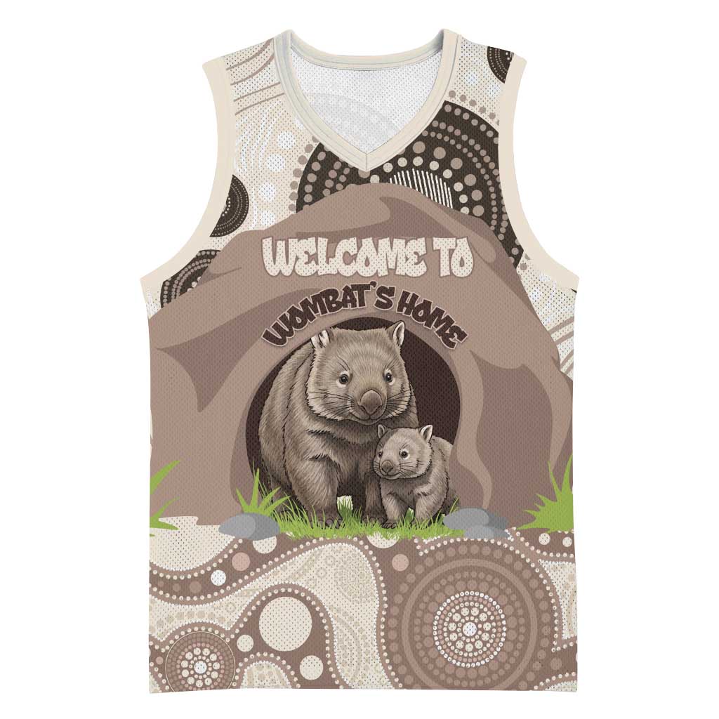 Personalised Australia Wombat Basketball Jersey Welcome To Our Home Aboriginal Art - Aussie Hoodie