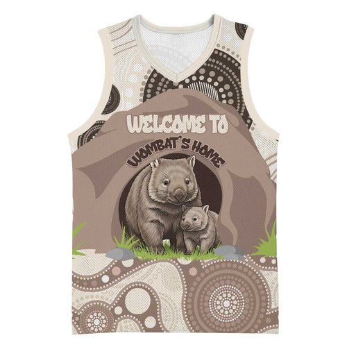 Personalised Australia Wombat Basketball Jersey Welcome To Our Home Aboriginal Art - Aussie Hoodie