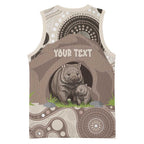 Personalised Australia Wombat Basketball Jersey Welcome To Our Home Aboriginal Art - Aussie Hoodie