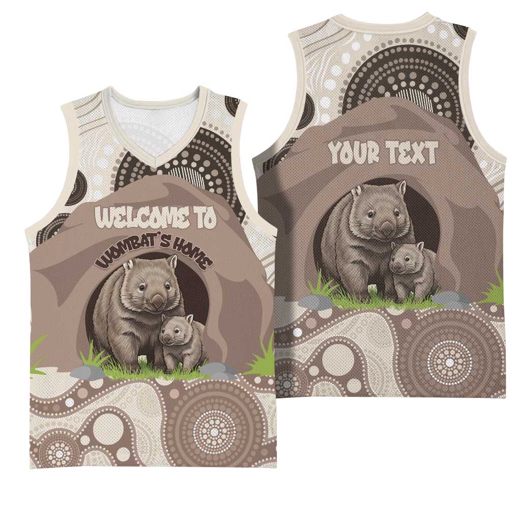 Personalised Australia Wombat Basketball Jersey Welcome To Our Home Aboriginal Art - Aussie Hoodie