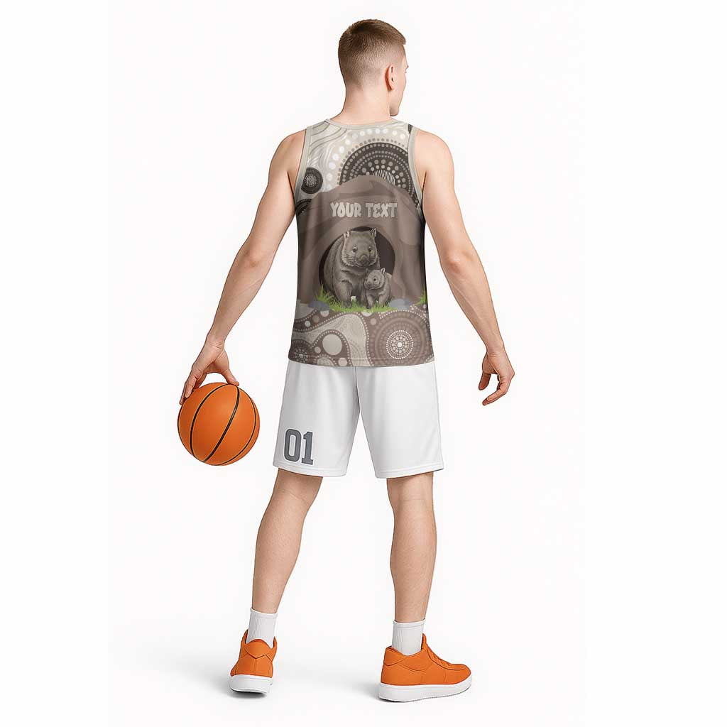 Personalised Australia Wombat Basketball Jersey Welcome To Our Home Aboriginal Art - Aussie Hoodie