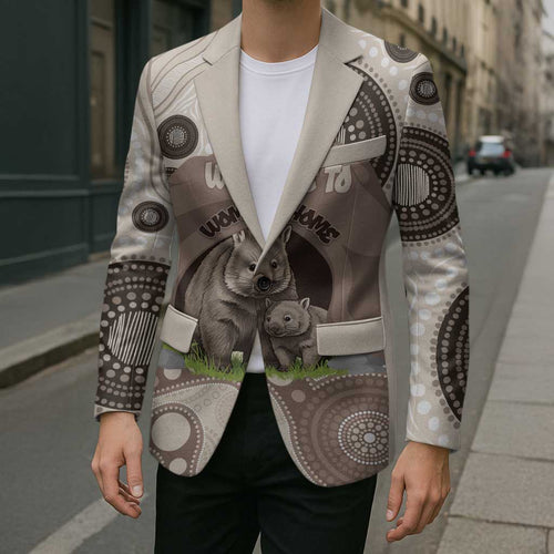 Personalised Australia Wombat Blazer Welcome To Our Home Aboriginal Art - Aussie Hoodie