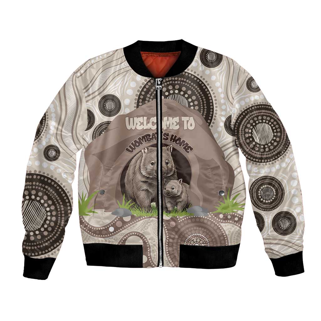Personalised Australia Wombat Bomber Jacket Welcome To Our Home Aboriginal Art - Aussie Hoodie