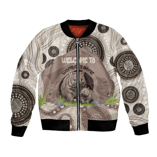 Personalised Australia Wombat Bomber Jacket Welcome To Our Home Aboriginal Art - Aussie Hoodie