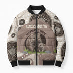 Personalised Australia Wombat Bomber Puffer Jacket Welcome To Our Home Aboriginal Art - Aussie Hoodie