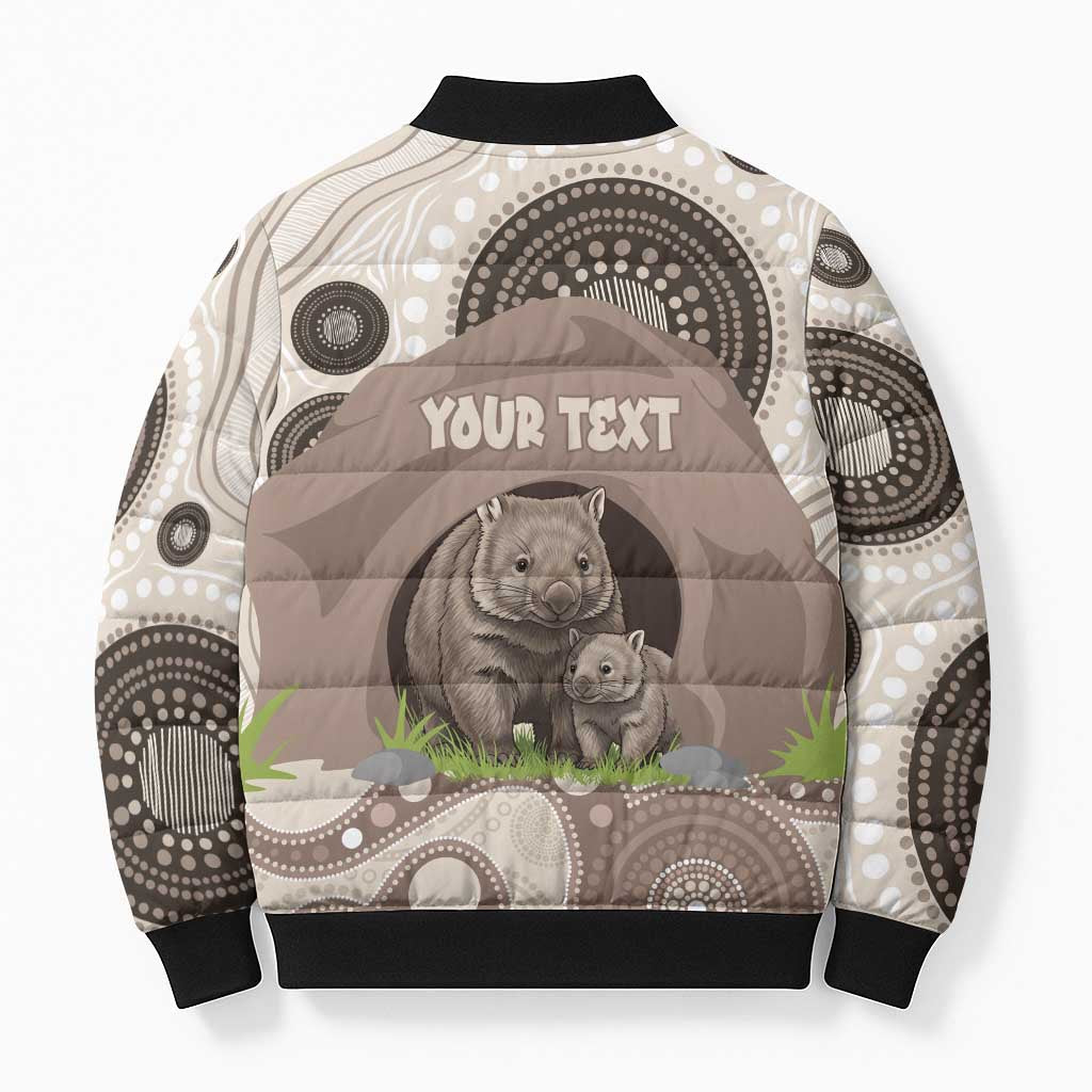 Personalised Australia Wombat Bomber Puffer Jacket Welcome To Our Home Aboriginal Art - Aussie Hoodie