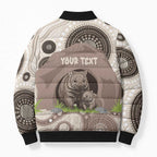 Personalised Australia Wombat Bomber Puffer Jacket Welcome To Our Home Aboriginal Art - Aussie Hoodie