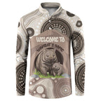 Personalised Australia Wombat Button Sweatshirt Welcome To Our Home Aboriginal Art - Aussie Hoodie
