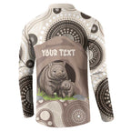 Personalised Australia Wombat Button Sweatshirt Welcome To Our Home Aboriginal Art - Aussie Hoodie