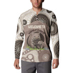 Personalised Australia Wombat Button Sweatshirt Welcome To Our Home Aboriginal Art - Aussie Hoodie