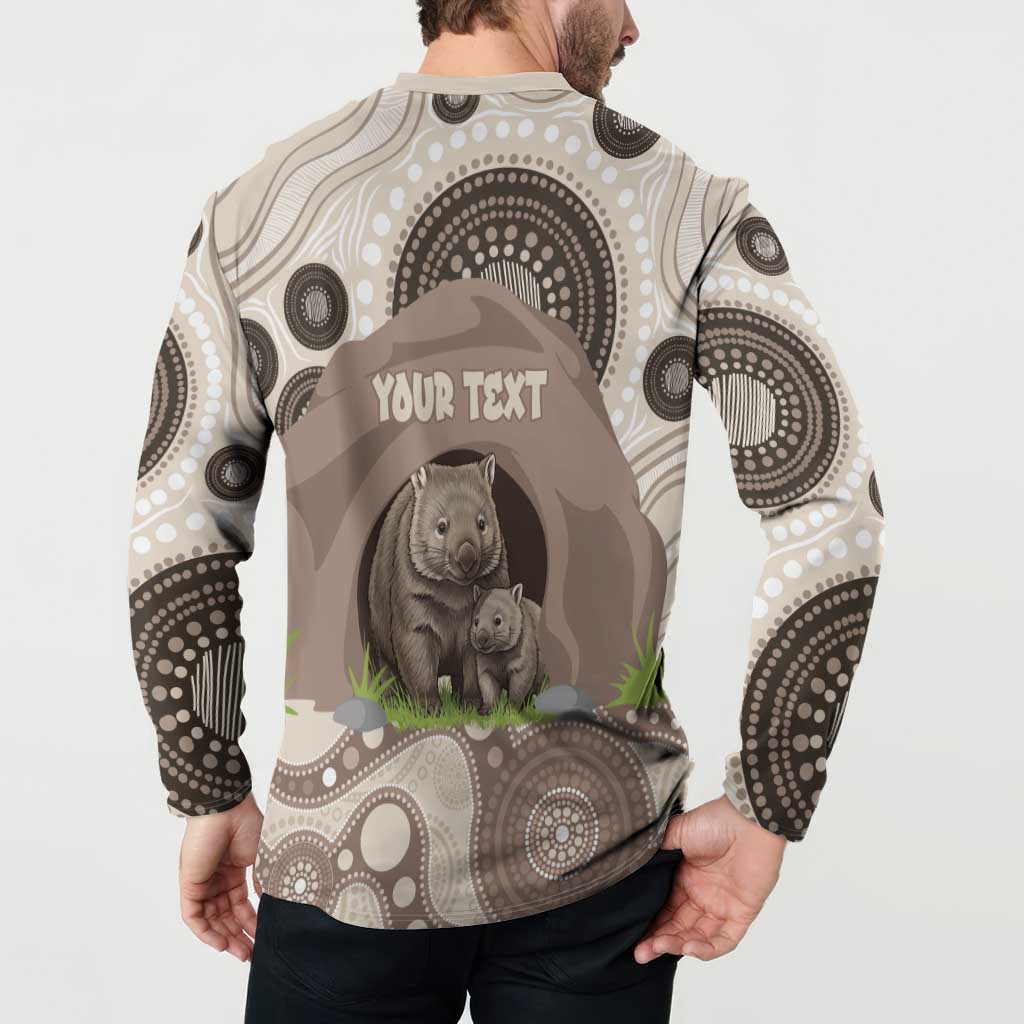Personalised Australia Wombat Button Sweatshirt Welcome To Our Home Aboriginal Art - Aussie Hoodie