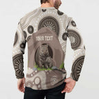 Personalised Australia Wombat Button Sweatshirt Welcome To Our Home Aboriginal Art - Aussie Hoodie