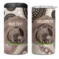 Personalised Australia Wombat 4 in 1 Can Cooler Tumbler Welcome To Our Home Aboriginal Art - Aussie Hoodie