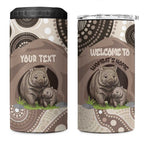 Personalised Australia Wombat 4 in 1 Can Cooler Tumbler Welcome To Our Home Aboriginal Art - Aussie Hoodie