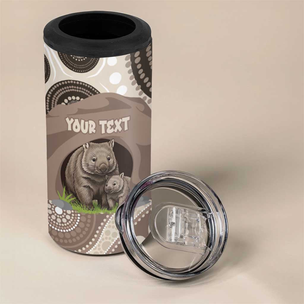Personalised Australia Wombat 4 in 1 Can Cooler Tumbler Welcome To Our Home Aboriginal Art - Aussie Hoodie