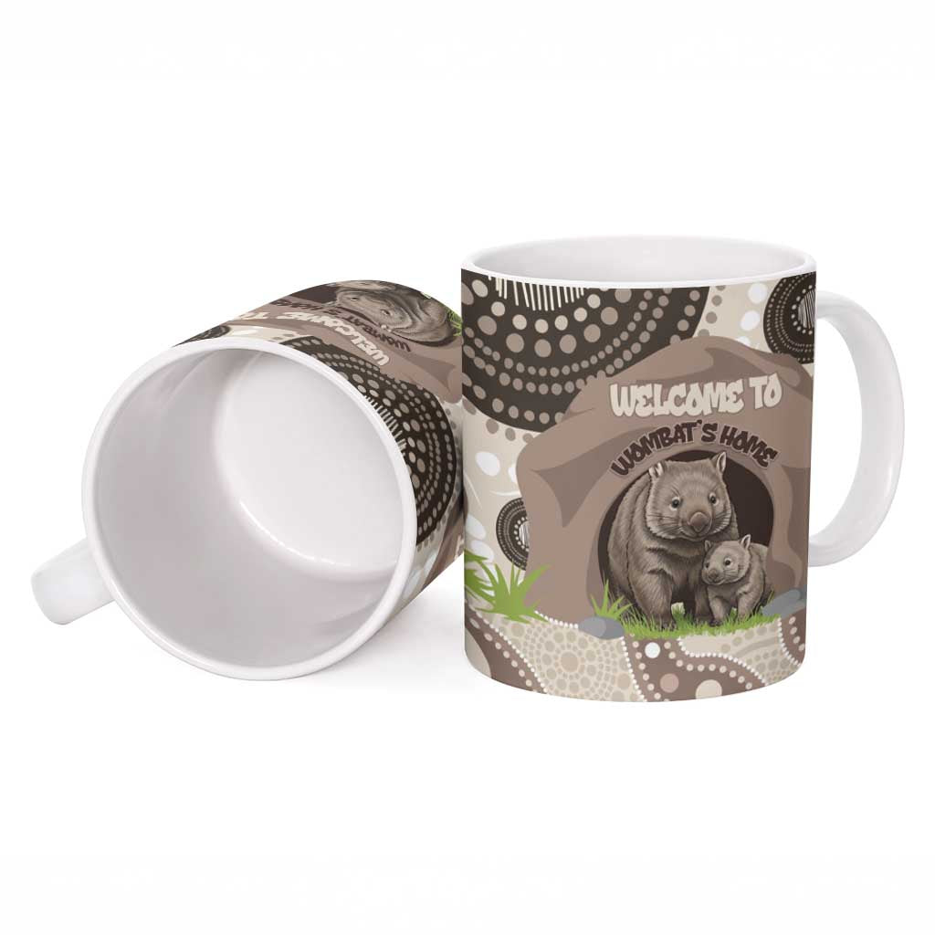 Personalised Australia Wombat Ceramic Mug Welcome To Our Home Aboriginal Art - Aussie Hoodie