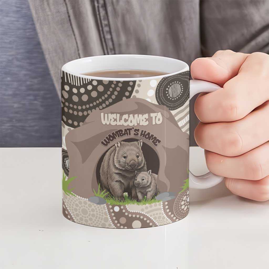 Personalised Australia Wombat Ceramic Mug Welcome To Our Home Aboriginal Art - Aussie Hoodie