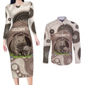 Personalised Australia Wombat Couples Matching Long Sleeve Bodycon Dress and Long Sleeve Button Shirt Welcome To Our Home Aboriginal Art - Aussie Hoodie