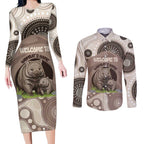 Personalised Australia Wombat Couples Matching Long Sleeve Bodycon Dress and Long Sleeve Button Shirt Welcome To Our Home Aboriginal Art - Aussie Hoodie
