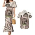 Personalised Australia Wombat Couples Matching Mermaid Dress and Hawaiian Shirt Welcome To Our Home Aboriginal Art - Aussie Hoodie