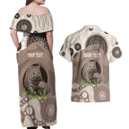 Personalised Australia Wombat Couples Matching Off Shoulder Maxi Dress and Hawaiian Shirt Welcome To Our Home Aboriginal Art - Aussie Hoodie