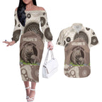 Personalised Australia Wombat Couples Matching Off The Shoulder Long Sleeve Dress and Hawaiian Shirt Welcome To Our Home Aboriginal Art - Aussie Hoodie