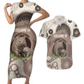 Personalised Australia Wombat Couples Matching Short Sleeve Bodycon Dress and Hawaiian Shirt Welcome To Our Home Aboriginal Art - Aussie Hoodie