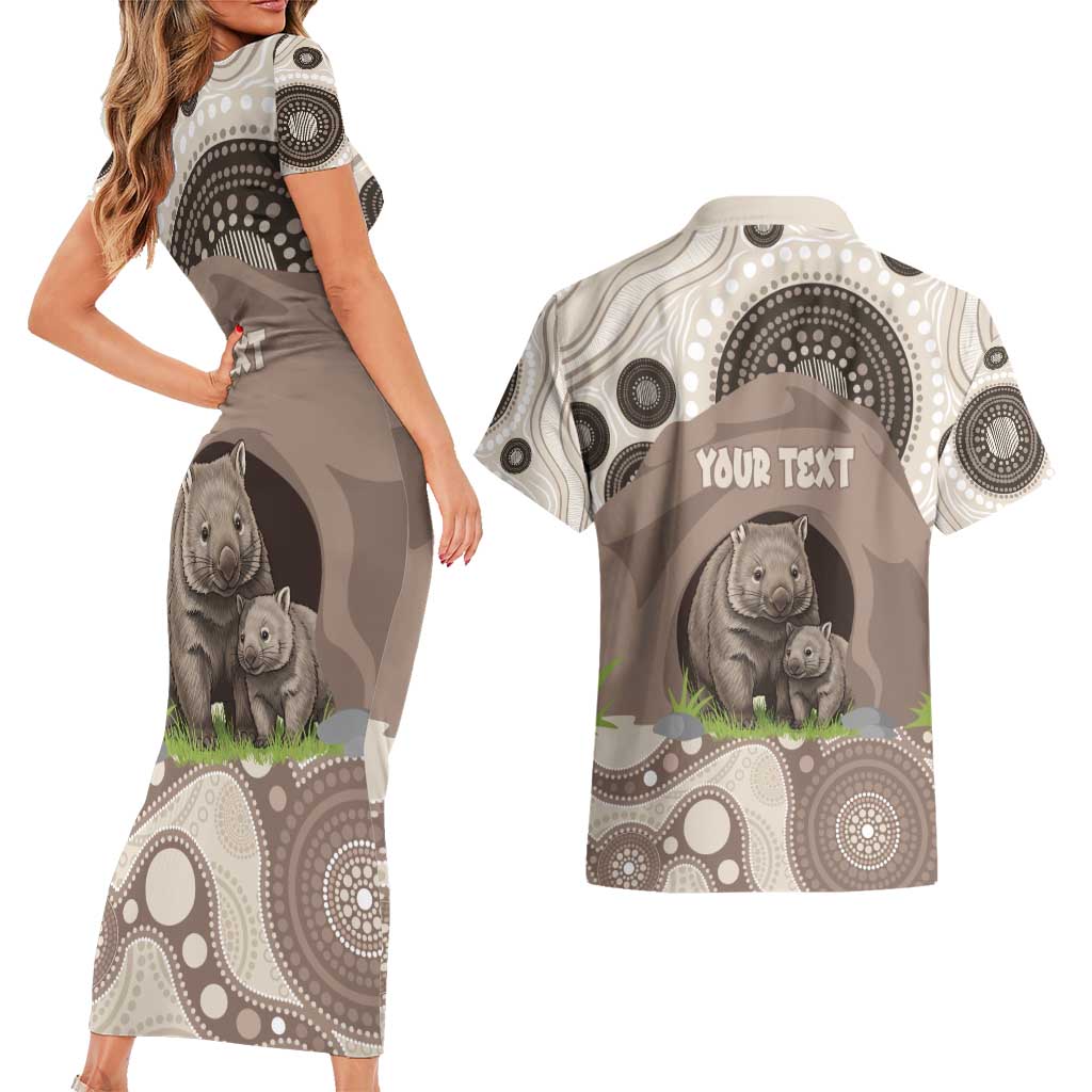 Personalised Australia Wombat Couples Matching Short Sleeve Bodycon Dress and Hawaiian Shirt Welcome To Our Home Aboriginal Art - Aussie Hoodie