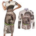 Personalised Australia Wombat Couples Matching Short Sleeve Bodycon Dress and Long Sleeve Button Shirt Welcome To Our Home Aboriginal Art - Aussie Hoodie