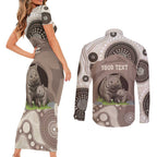 Personalised Australia Wombat Couples Matching Short Sleeve Bodycon Dress and Long Sleeve Button Shirt Welcome To Our Home Aboriginal Art - Aussie Hoodie