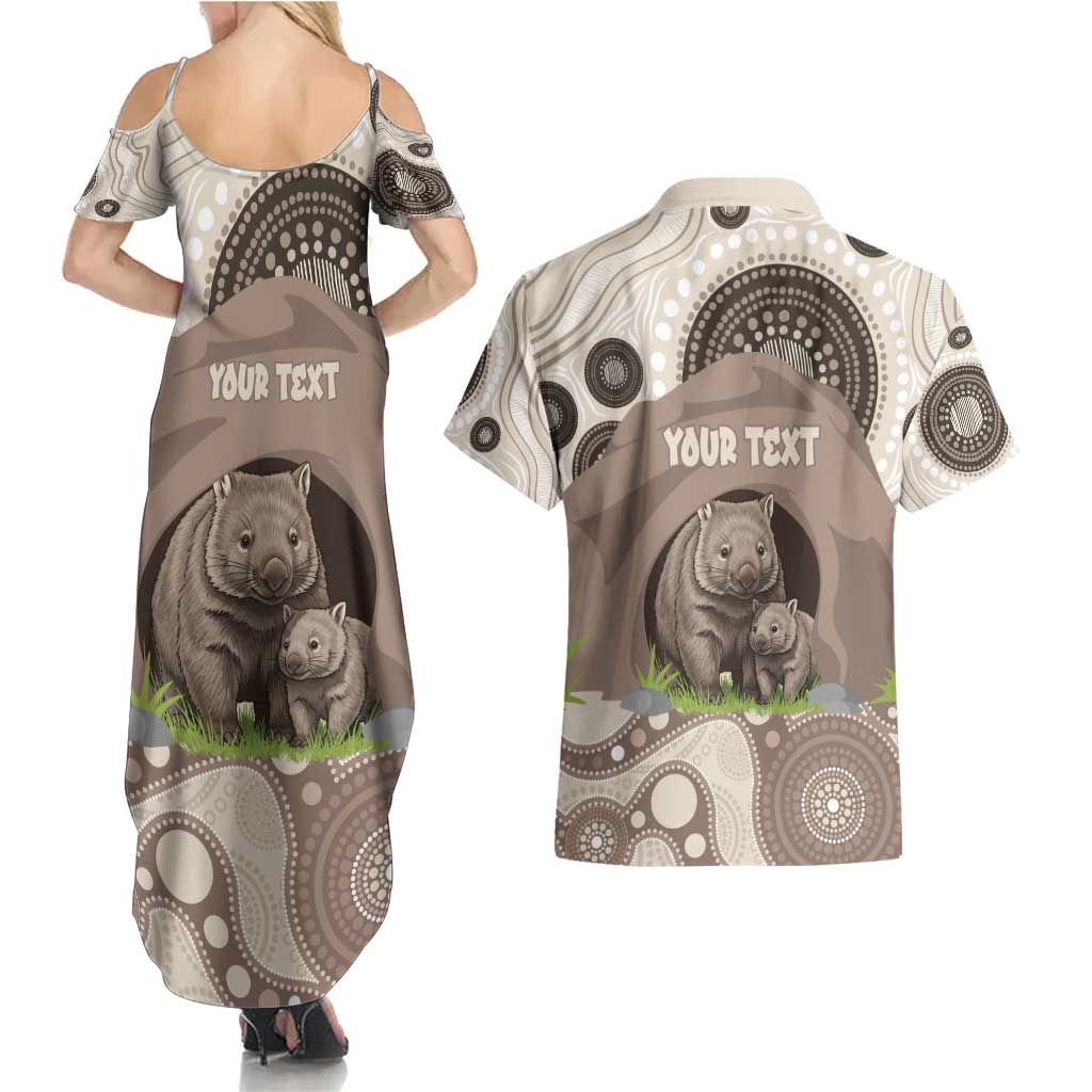 Personalised Australia Wombat Couples Matching Summer Maxi Dress and Hawaiian Shirt Welcome To Our Home Aboriginal Art - Aussie Hoodie