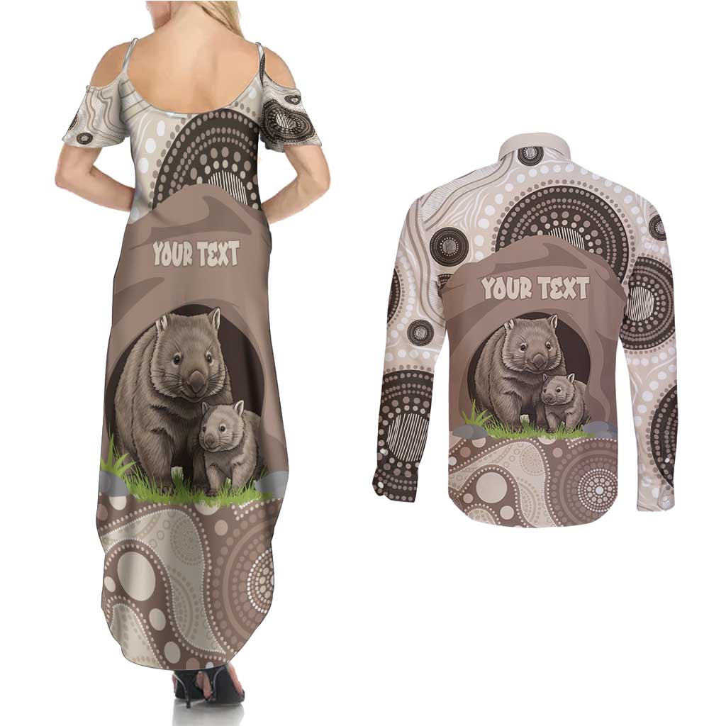 Personalised Australia Wombat Couples Matching Summer Maxi Dress and Long Sleeve Button Shirt Welcome To Our Home Aboriginal Art - Aussie Hoodie