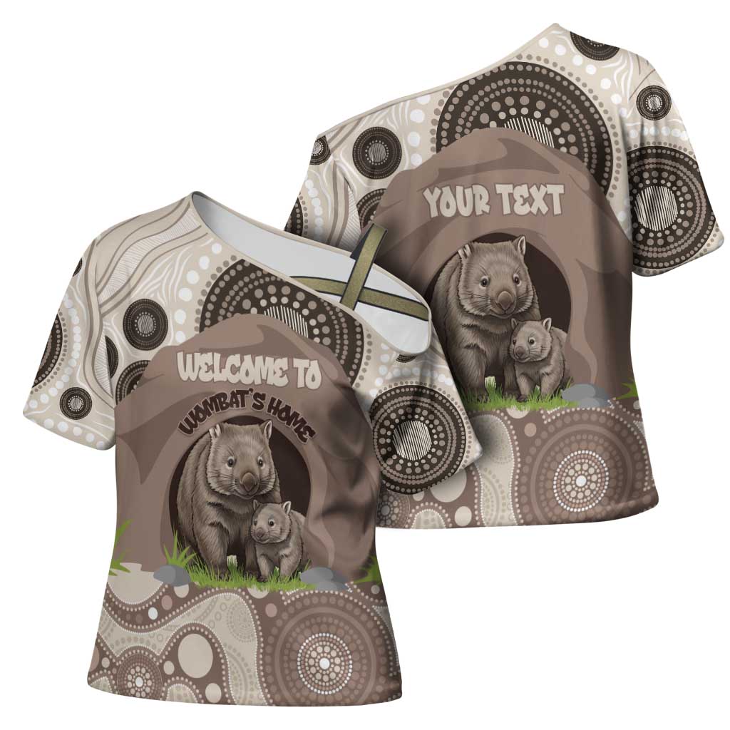 Personalised Australia Wombat Cross Shoulder Shirt Welcome To Our Home Aboriginal Art - Aussie Hoodie