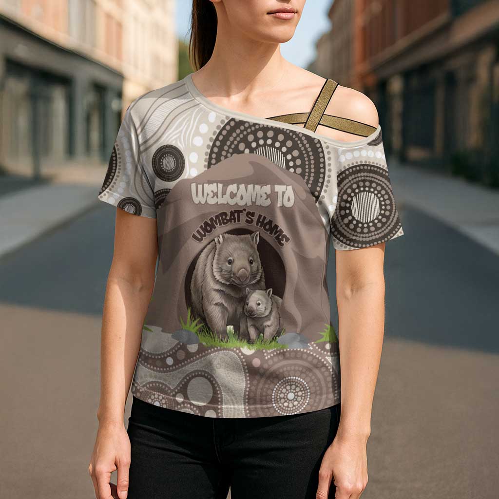 Personalised Australia Wombat Cross Shoulder Shirt Welcome To Our Home Aboriginal Art - Aussie Hoodie