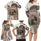Personalised Australia Wombat Family Matching Long Sleeve Bodycon Dress and Hawaiian Shirt Welcome To Our Home Aboriginal Art - Aussie Hoodie