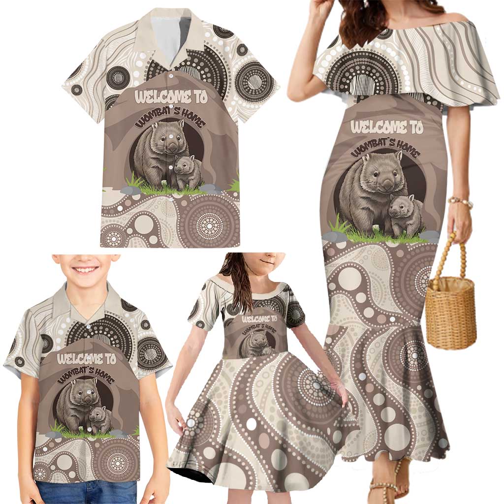 Personalised Australia Wombat Family Matching Mermaid Dress and Hawaiian Shirt Welcome To Our Home Aboriginal Art - Aussie Hoodie