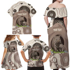 Personalised Australia Wombat Family Matching Off Shoulder Maxi Dress and Hawaiian Shirt Welcome To Our Home Aboriginal Art - Aussie Hoodie