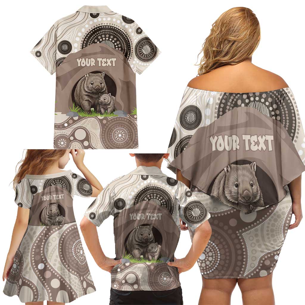 Personalised Australia Wombat Family Matching Off Shoulder Short Dress and Hawaiian Shirt Welcome To Our Home Aboriginal Art - Aussie Hoodie