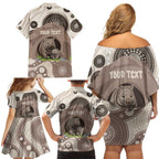 Personalised Australia Wombat Family Matching Off Shoulder Short Dress and Hawaiian Shirt Welcome To Our Home Aboriginal Art - Aussie Hoodie
