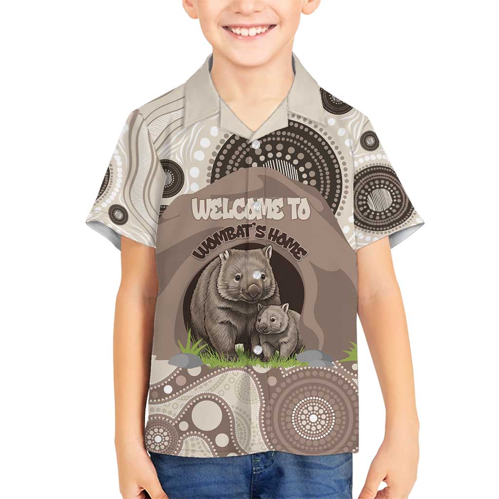 Personalised Australia Wombat Family Matching Off Shoulder Short Dress and Hawaiian Shirt Welcome To Our Home Aboriginal Art - Aussie Hoodie