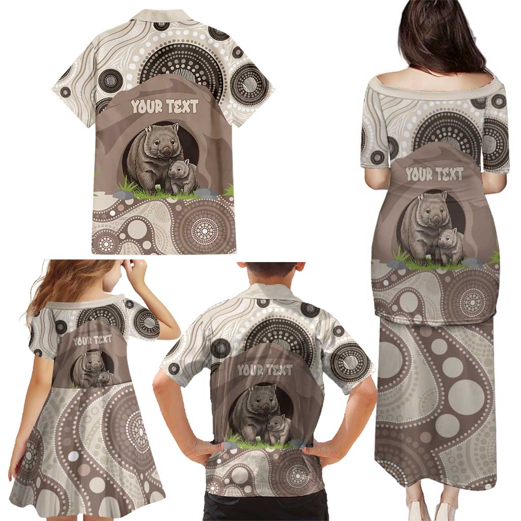 Personalised Australia Wombat Family Matching Puletasi and Hawaiian Shirt Welcome To Our Home Aboriginal Art - Aussie Hoodie