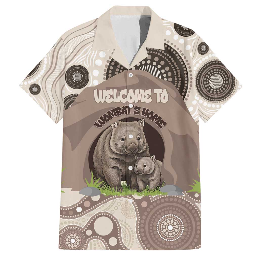 Personalised Australia Wombat Family Matching Puletasi and Hawaiian Shirt Welcome To Our Home Aboriginal Art - Aussie Hoodie