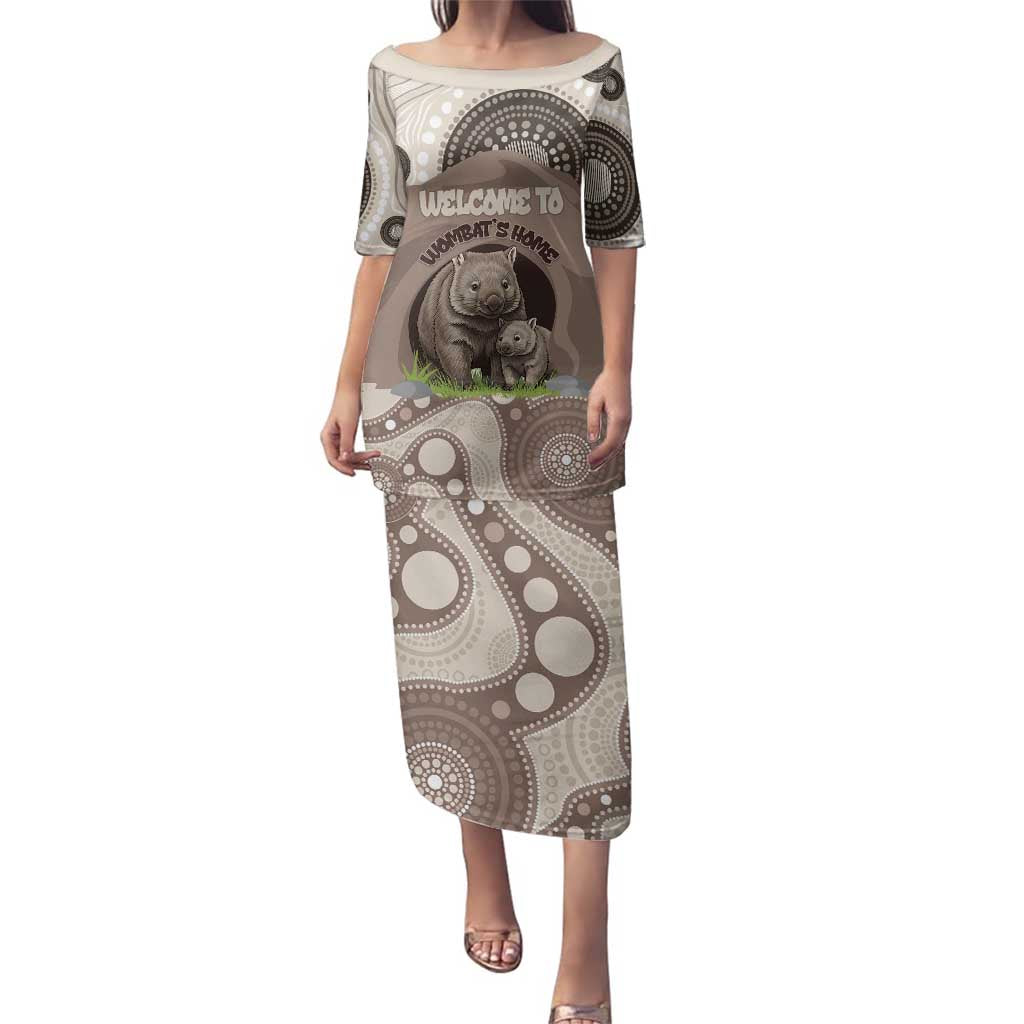 Personalised Australia Wombat Family Matching Puletasi and Hawaiian Shirt Welcome To Our Home Aboriginal Art - Aussie Hoodie