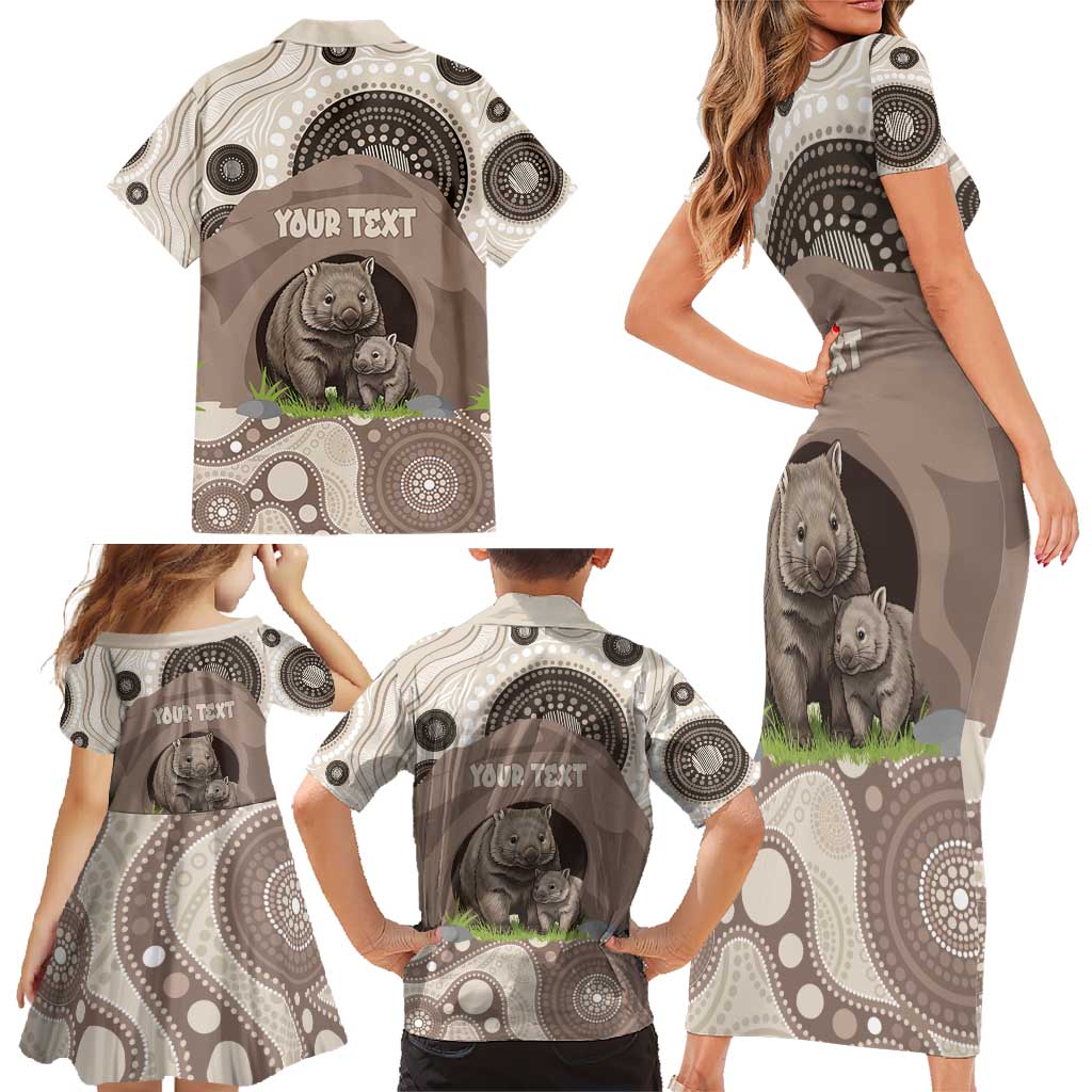 Personalised Australia Wombat Family Matching Short Sleeve Bodycon Dress and Hawaiian Shirt Welcome To Our Home Aboriginal Art - Aussie Hoodie