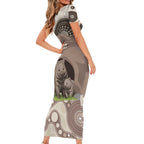 Personalised Australia Wombat Family Matching Short Sleeve Bodycon Dress and Hawaiian Shirt Welcome To Our Home Aboriginal Art - Aussie Hoodie